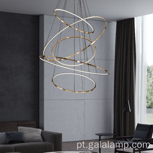 Lustre luxuoso de LED com anel espiral